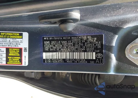 2018 Toyota Corolla Se из США, поврежденный, VIN 2T1BURHE0JC105002